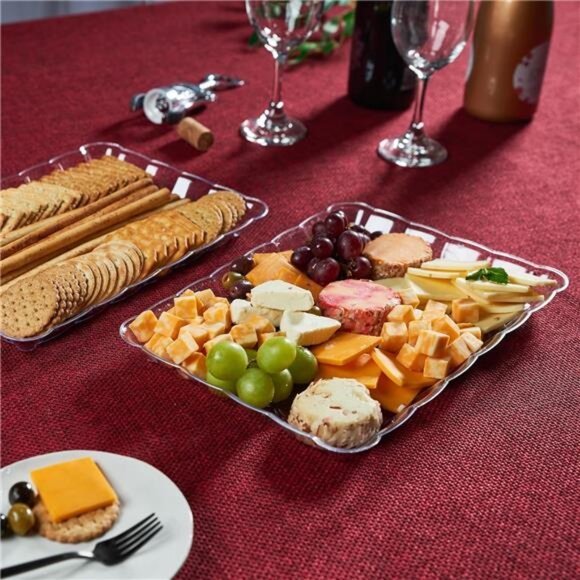 Disposable Plastic Serving Trays Rectangle Party Platters 9x13 Set of 4 - Picture 2 of 7
